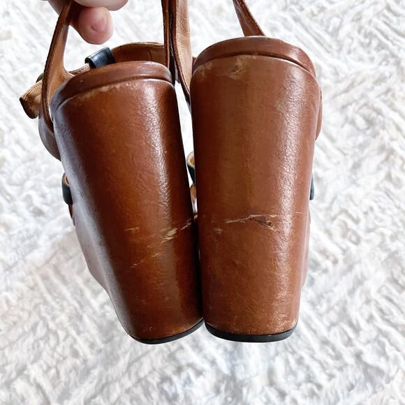Chie Mihara Brown Leather Platform Wedge Sandals - Picture 7 of 10